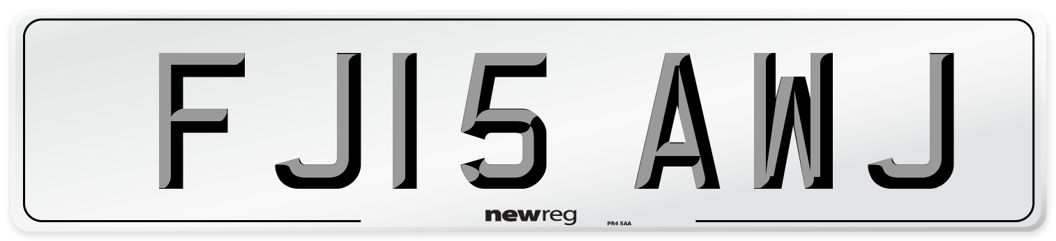 FJ15 AWJ Number Plate from New Reg
